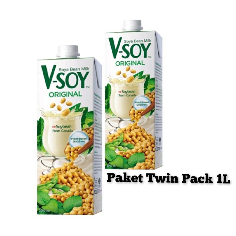 

V-Soy Original Soya Bean Milk UHT Susu Kedelai Original 1Ltr Twin Pack