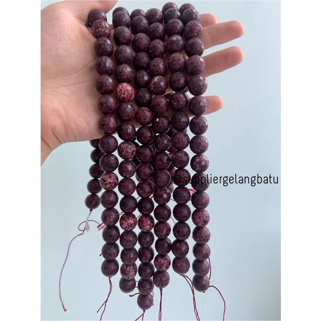 batu alam KAPUR MERAH RARE FACETED 14mm RED CUTTING aksesoris craft