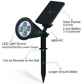 Lampu Taman Energi Solar Panel 4 LED - TS-G0102 - Black