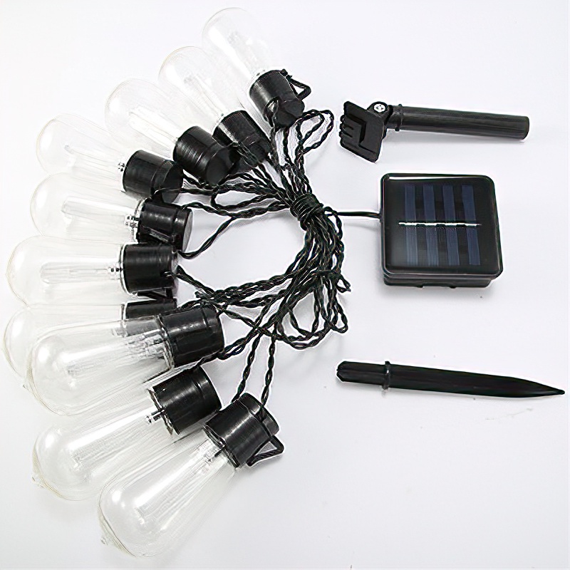 Solar Outdoor LED Bulbs String Lights/ IP65 Waterproof Fairy Lamp for Patio Holiday Garden Decoration