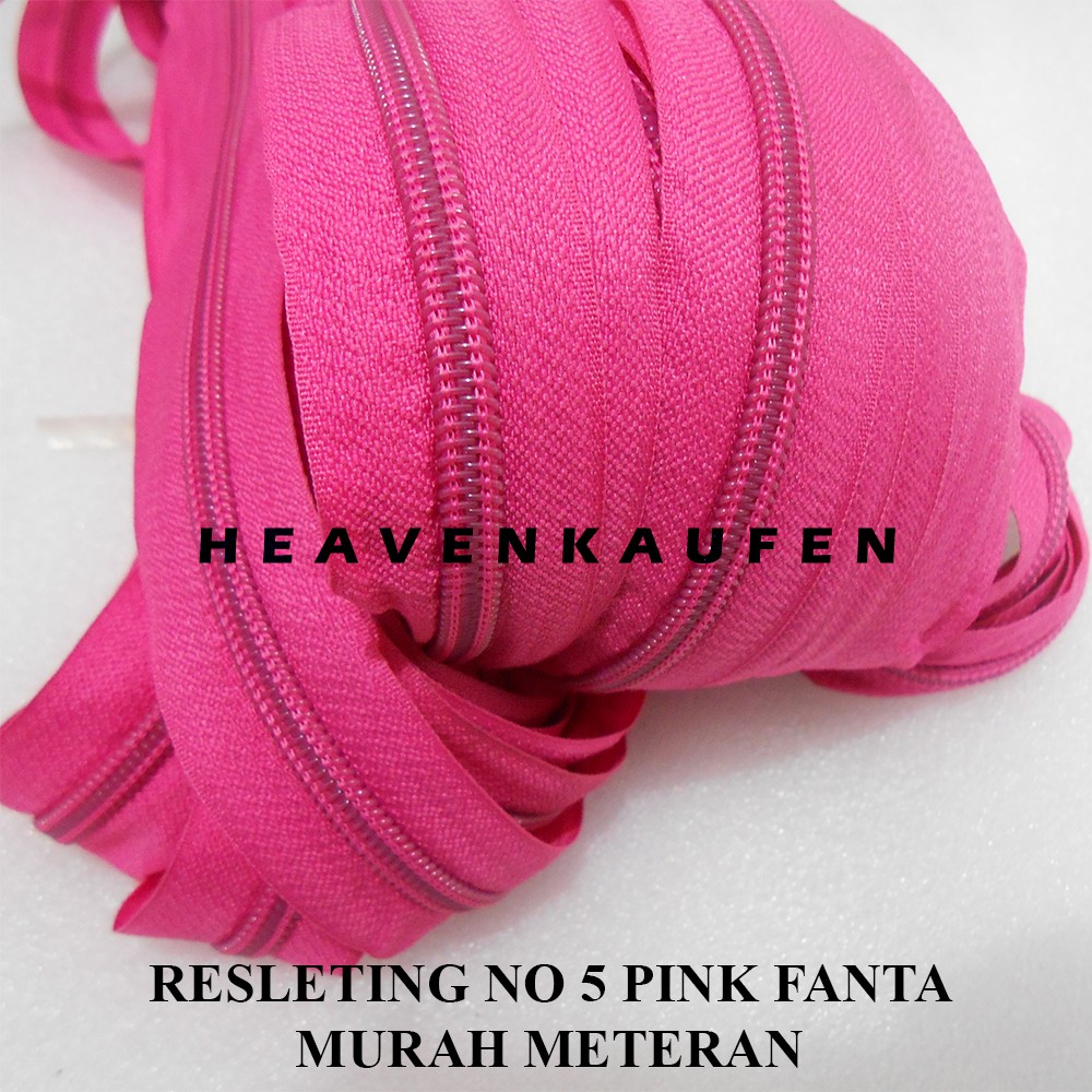 Resleting Zipper Pink Fanta No 5 Meteran Murah