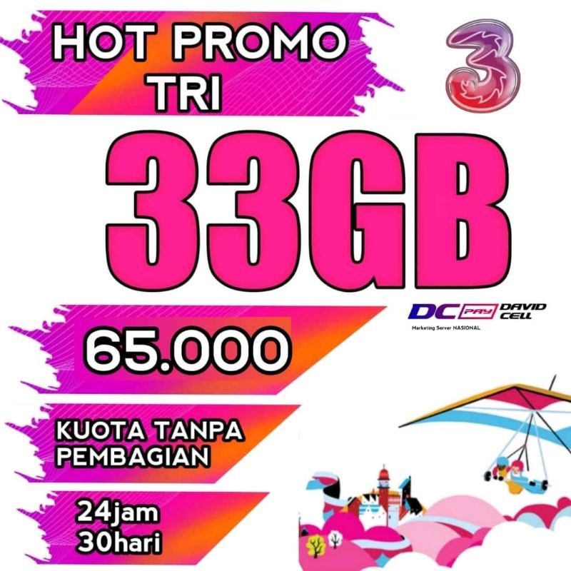 PAKET DATA TRI 33GB NASIONAL