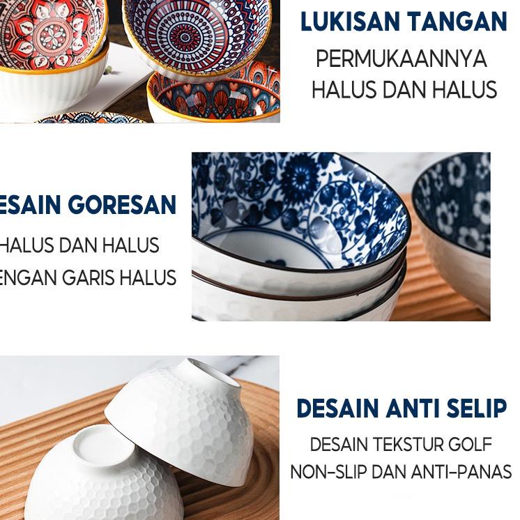 Jangan Ketinggalan order..  【Harga Terendah】 Mangkok Keramik Set Souvenir Mangkok Set 6 Mangkok Kera