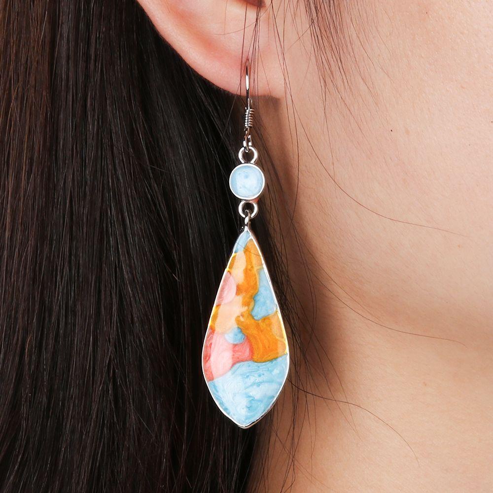 Preva 1pasang Anting Turquoise Earrings Trendy Pernikahan Fashion Opal