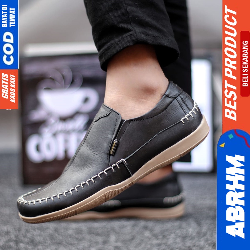 Sepatu Formal Hitam Pantofel Kulit Asli Kerja Pria ABRHM DIVOC