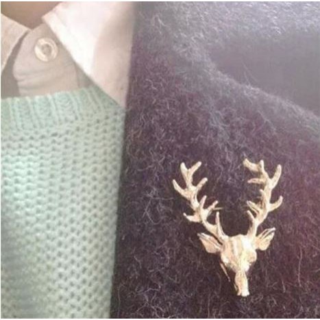 Bros Pin Lencana Badge Unik Kepala Rusa Couple Cowok Cewek