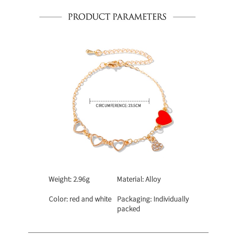 COD❤Gelang Liontin Wanita Love Cinta Fashion Bentuk Hati Korea Hadiah Gelang Sederhana Berlian yang Dapat Disesuaikan