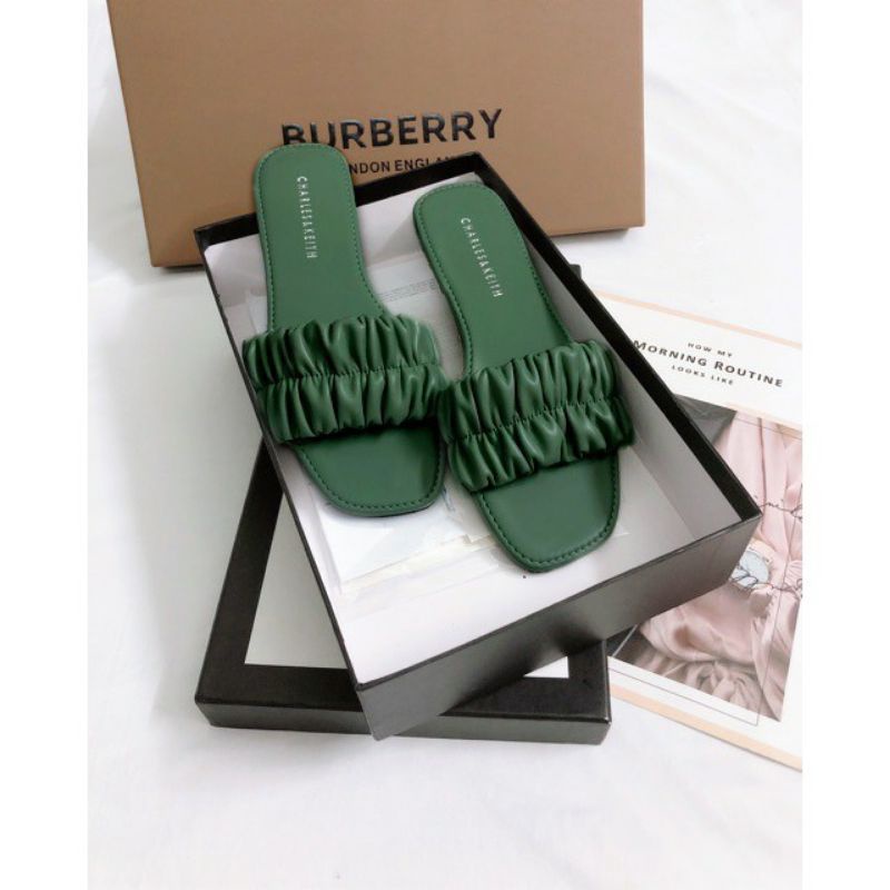 Sandal Flat Teplek Wanita Model Kerut Elegan & Simple CSS