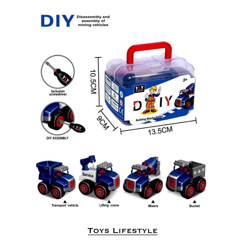 Mainan Edukasi DIY Truck Toys Mining Vehicles Building Blocks Series