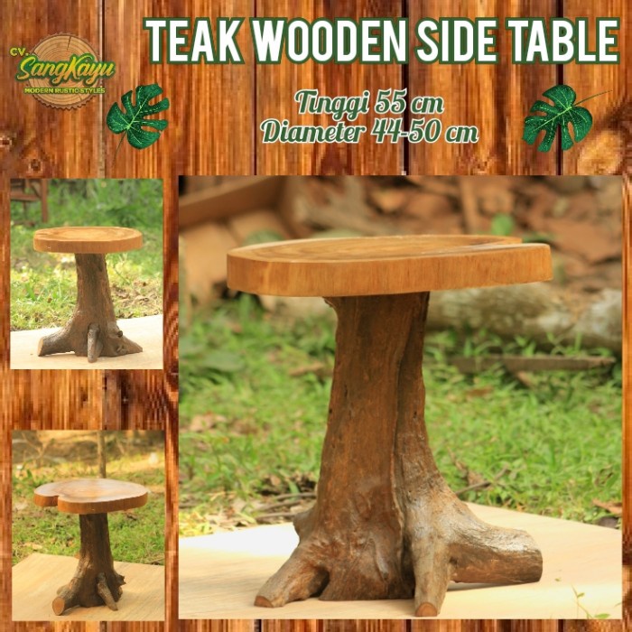 Meja kayu jati unik amazing teak wood wooden table Coffee table side03