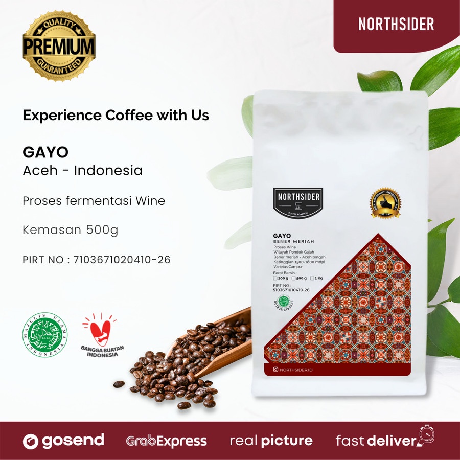 BIJI KOPI ARABIKA ACEH GAYO WINE - 500GR NORTHSIDER COFFEE