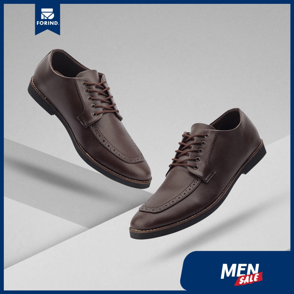 Reno Brown | Sepatu Pantofel Coklat Pria Casual Kerja Cowok Kantor Pantofel Laki Ori | FORIND Giant