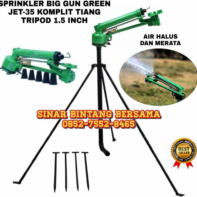 Sprinkler Big Gun Green Komplit Tiang 1.5 Inchi | Sprinkler Penyiraman