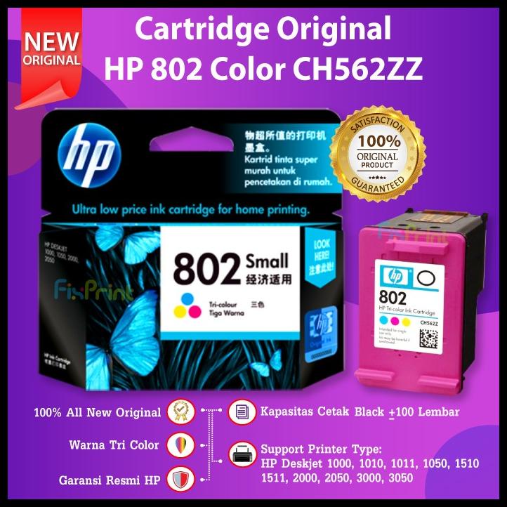 Hp 802 Color Ch562Zz Cartridge Tinta Printer Deskjet 1000 1010 1050