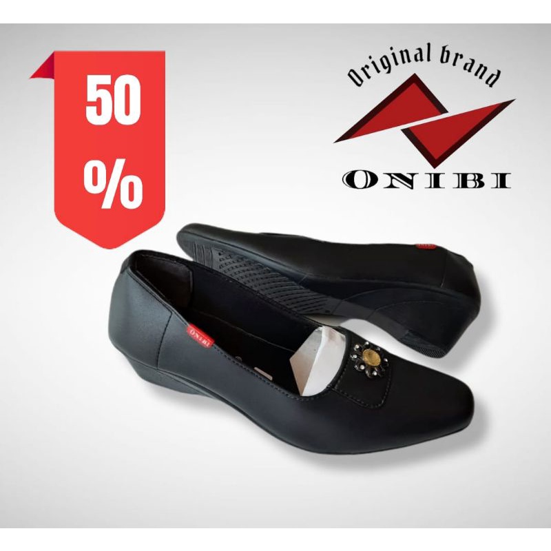 ONIBI Sepatu Wanita Kantor Onibi Terbaru Motif Bunga