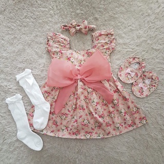 Little flower Bonnet set dress bayi
