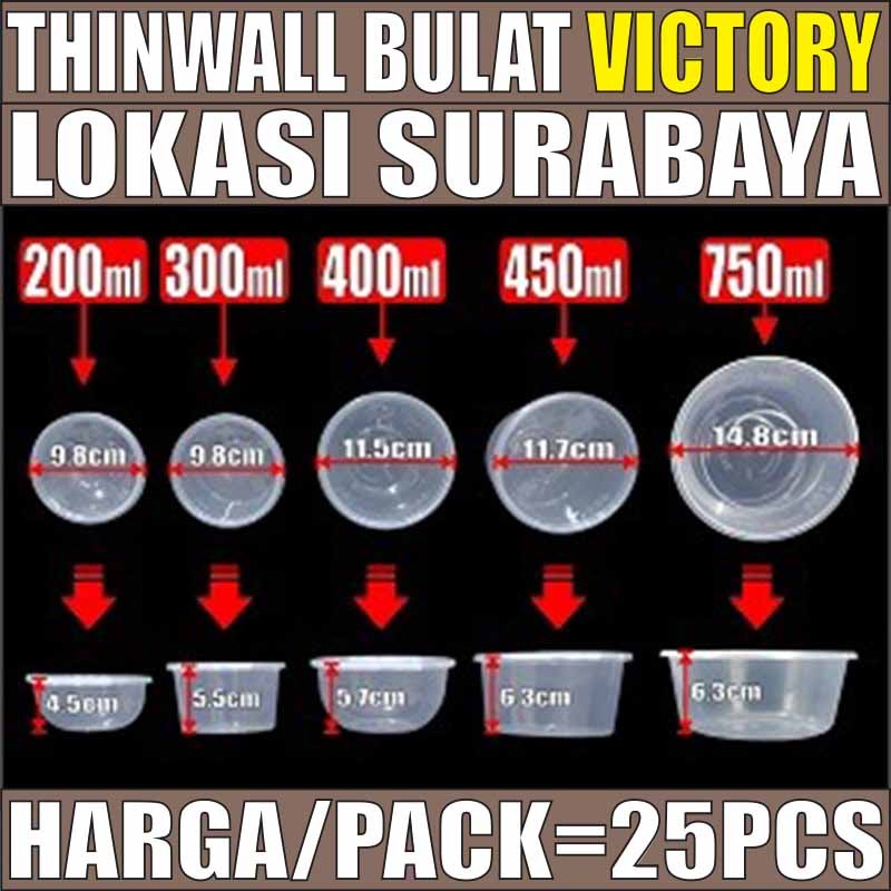 Thinwall Bulat Ukuran 200ml 300ml 400ml 450ml 650ml 750ml Per Pack Mangkok Bowl Plastik SBY