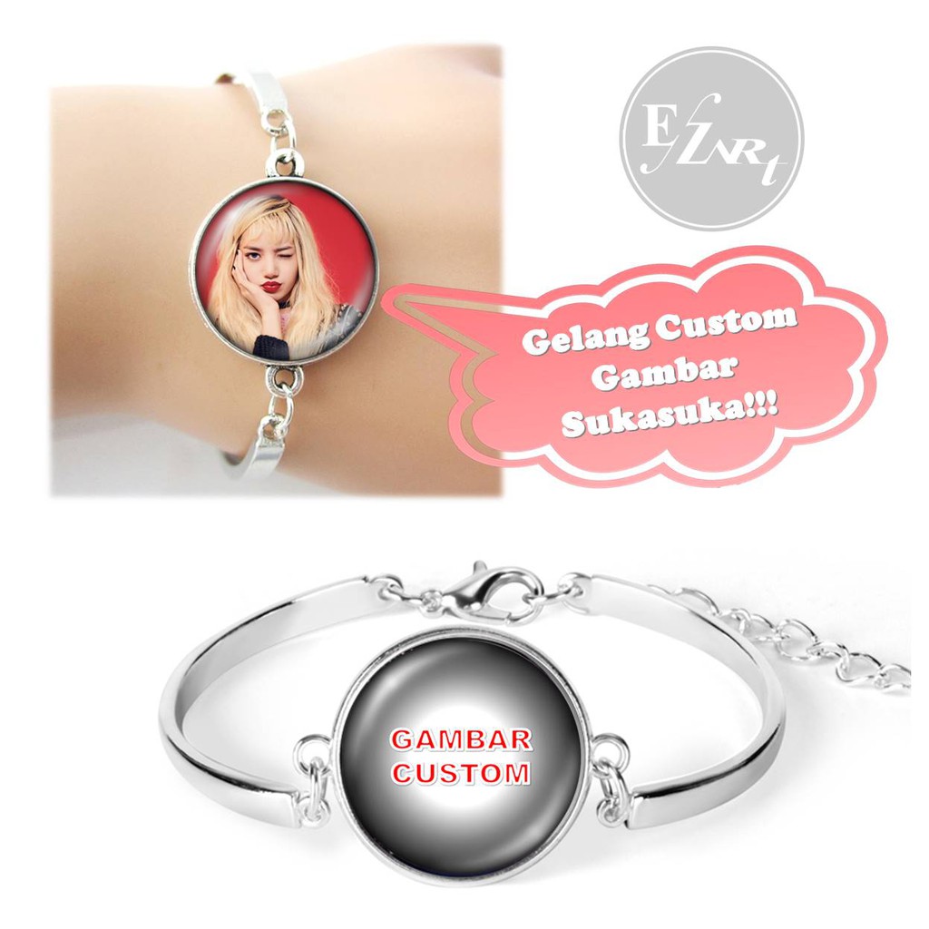 GELANG CUSTOM GAMBAR / TULISAN / FOTO SUKA SUKA MODEL BANGLE STAINLESS STEEL UNTUK WANITA