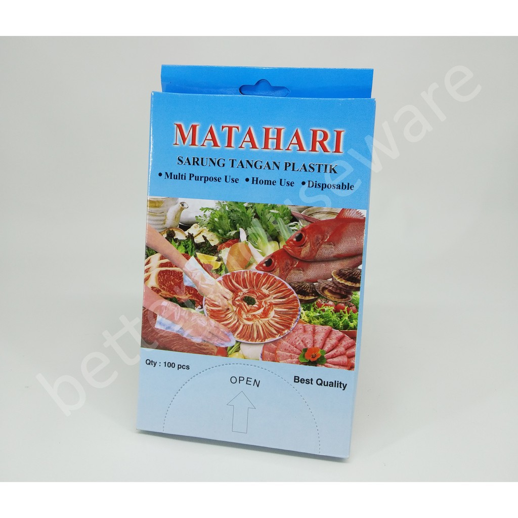 MATAHARI Sarung Tangan Plastik 100pcs / Anti Bakteri virus corona