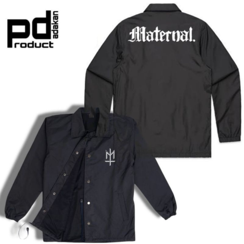 coach jaket MATERNAL DISASTER logo distro windbreaker jacket hitam parasut taslan pria wanita dewasa
