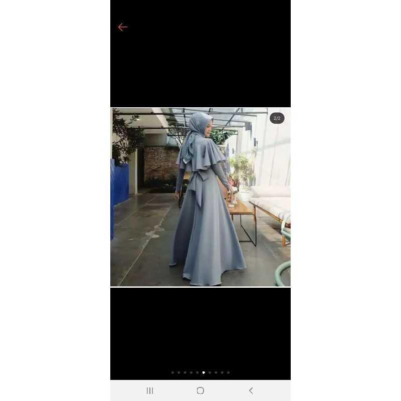 GAMIS Dress 70734 TITANIUM SCUBA Fashion Muslim CLARA RANA MAXI prewed gamis Prewedding dress muslim-Silver abumuda SUPER