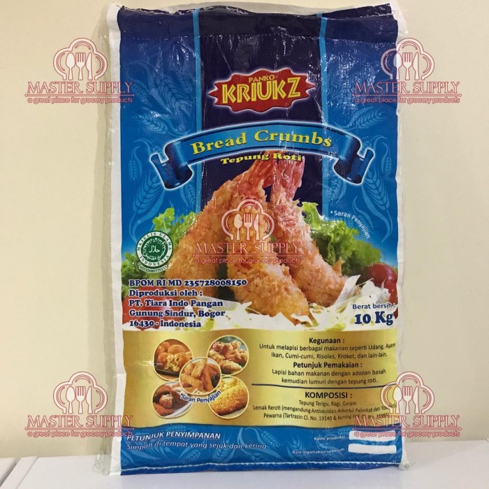 

cs01477 Tepung Roti / Tepung Panir / Bread Crumbs Repack 1 Kg Merk Kriukz Da01D100