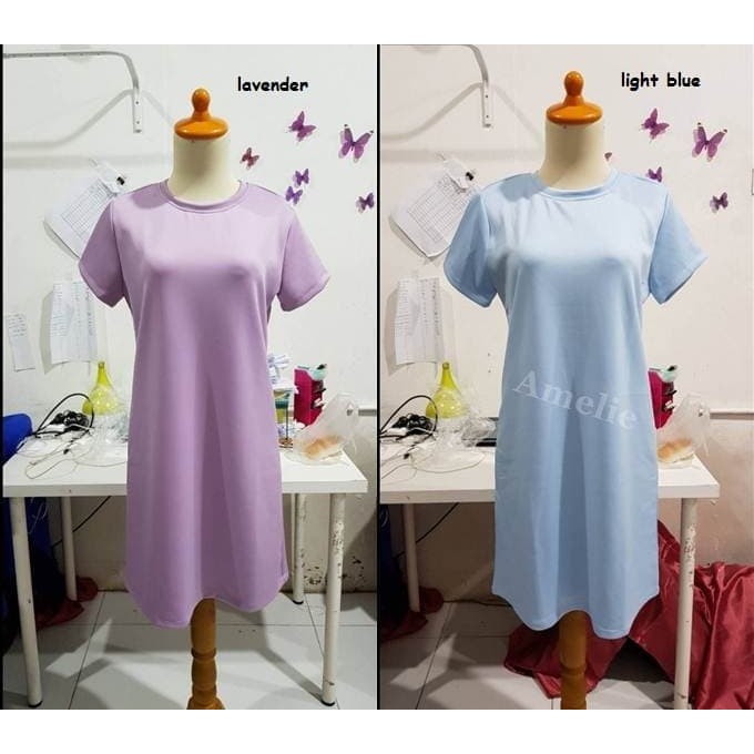 Mini Dress Gaun Pesta Santai Wanita Korea Import  Pink Putih Yellow