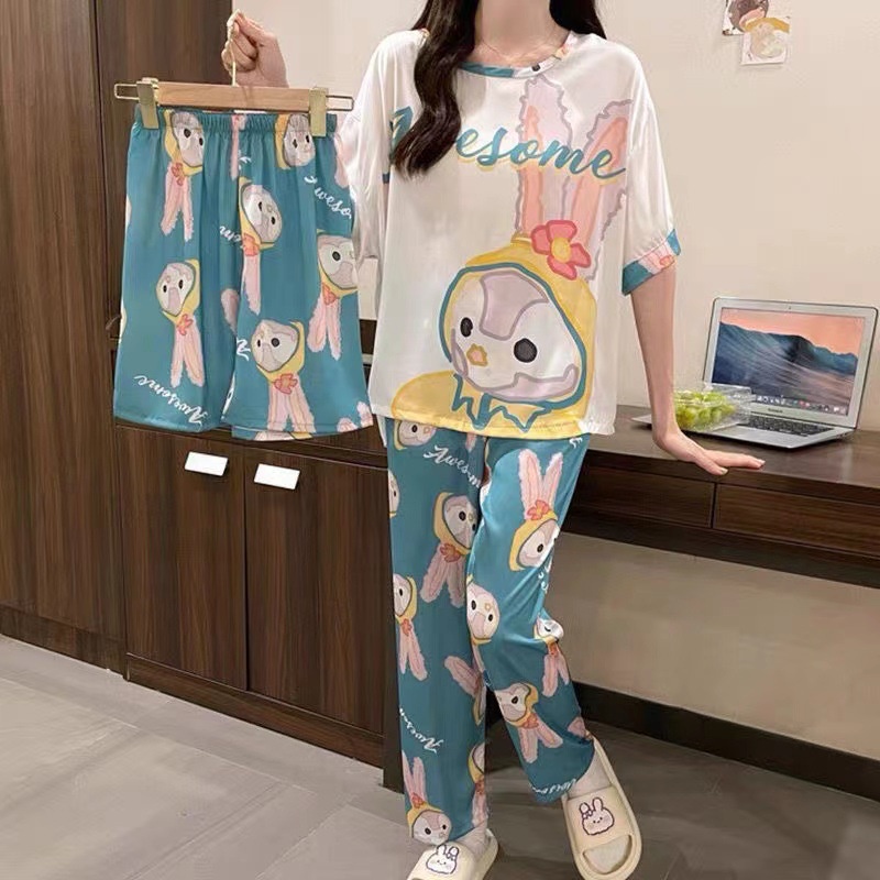 3 in 1 Baju Tidur Piyama Pajama Set Import