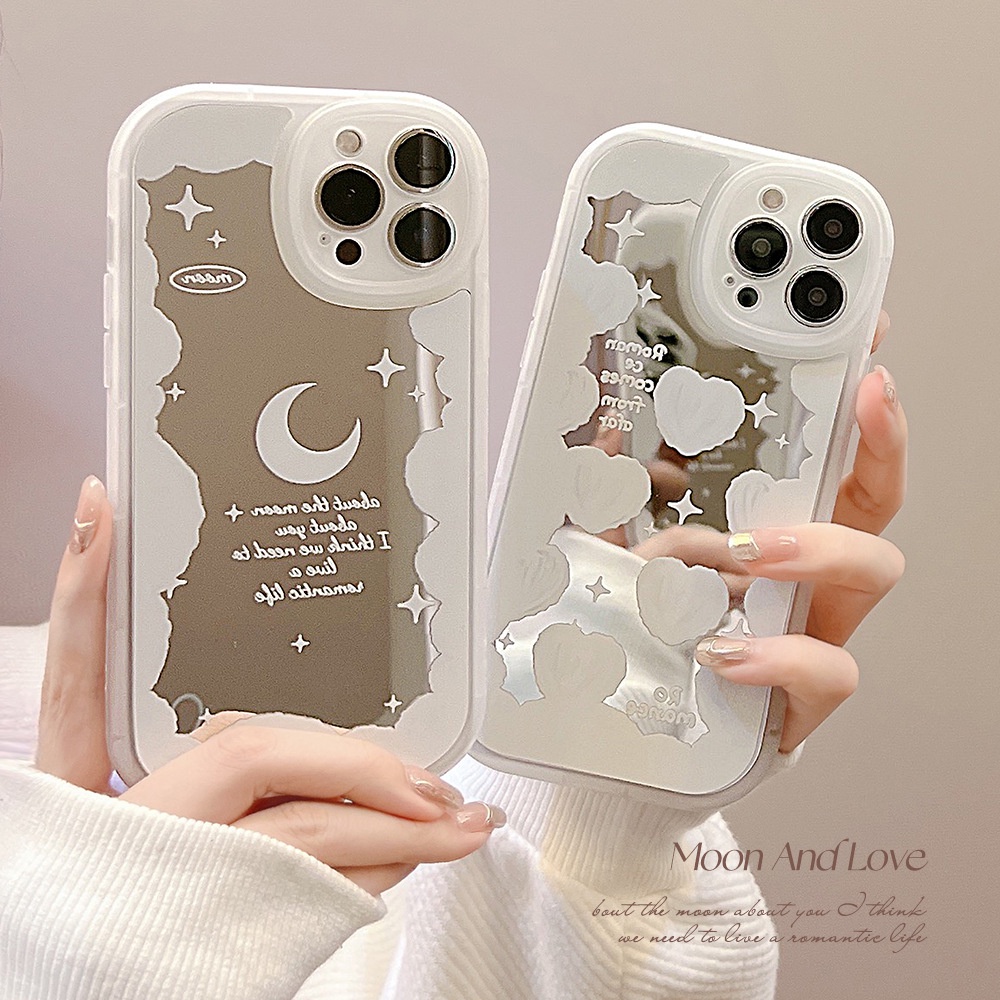 IPHONE Putih Cinta Hati Awan Langit Malam Telepon Mirror Case Cover Untuk Iphone7 8 PLUS X XR XS 11 12 13 14 MINI PRO MAX SE 2020