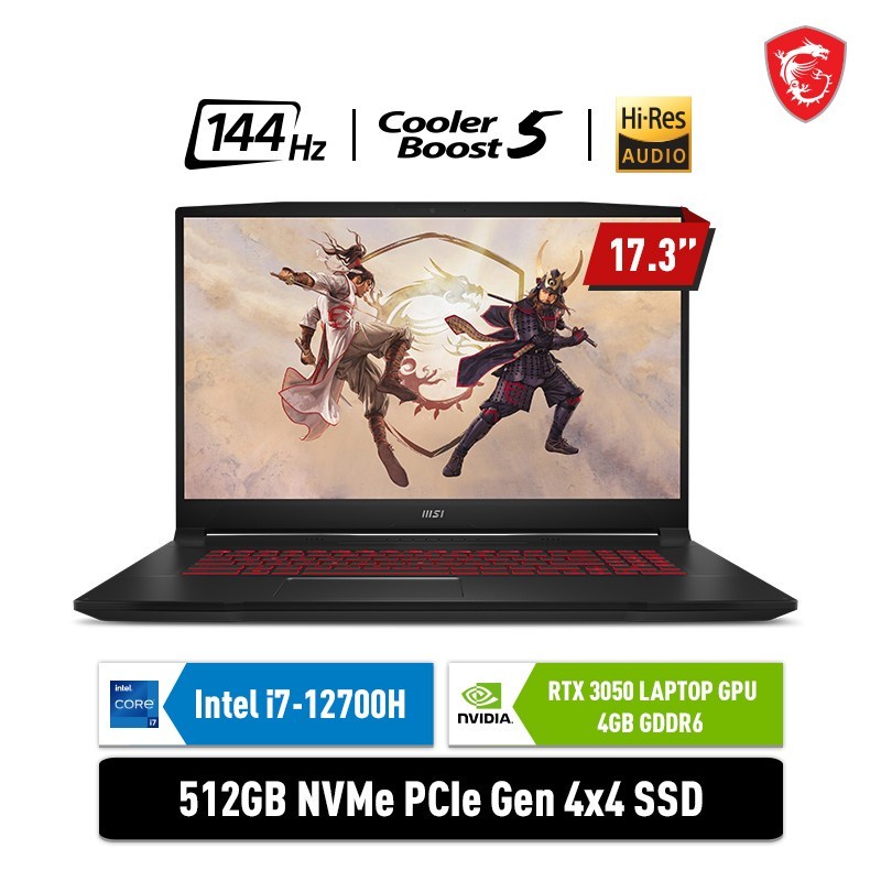 MSI KATANA GF76 12UC 057ID - i7-12700H - 8GB 5- 12GB SSD - RTX3050 4GB - 17.3&quot;FHD IPS 144Hz - W11