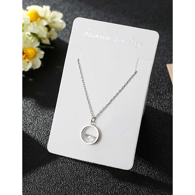 LRC Kalung Fashion Silver Geometric Zircon Necklace D32568