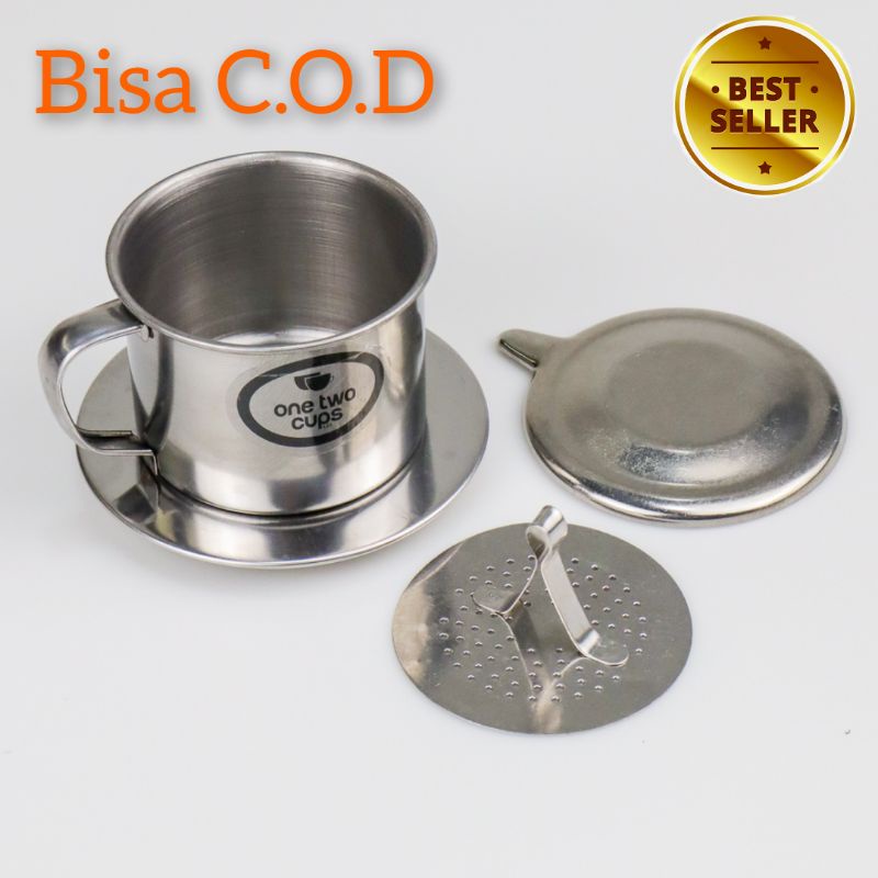 One two Cup saring kopi vietnamese coffee drip pot stainless steel 100ml 8 quai 9.5ml x 6.5ml LC1