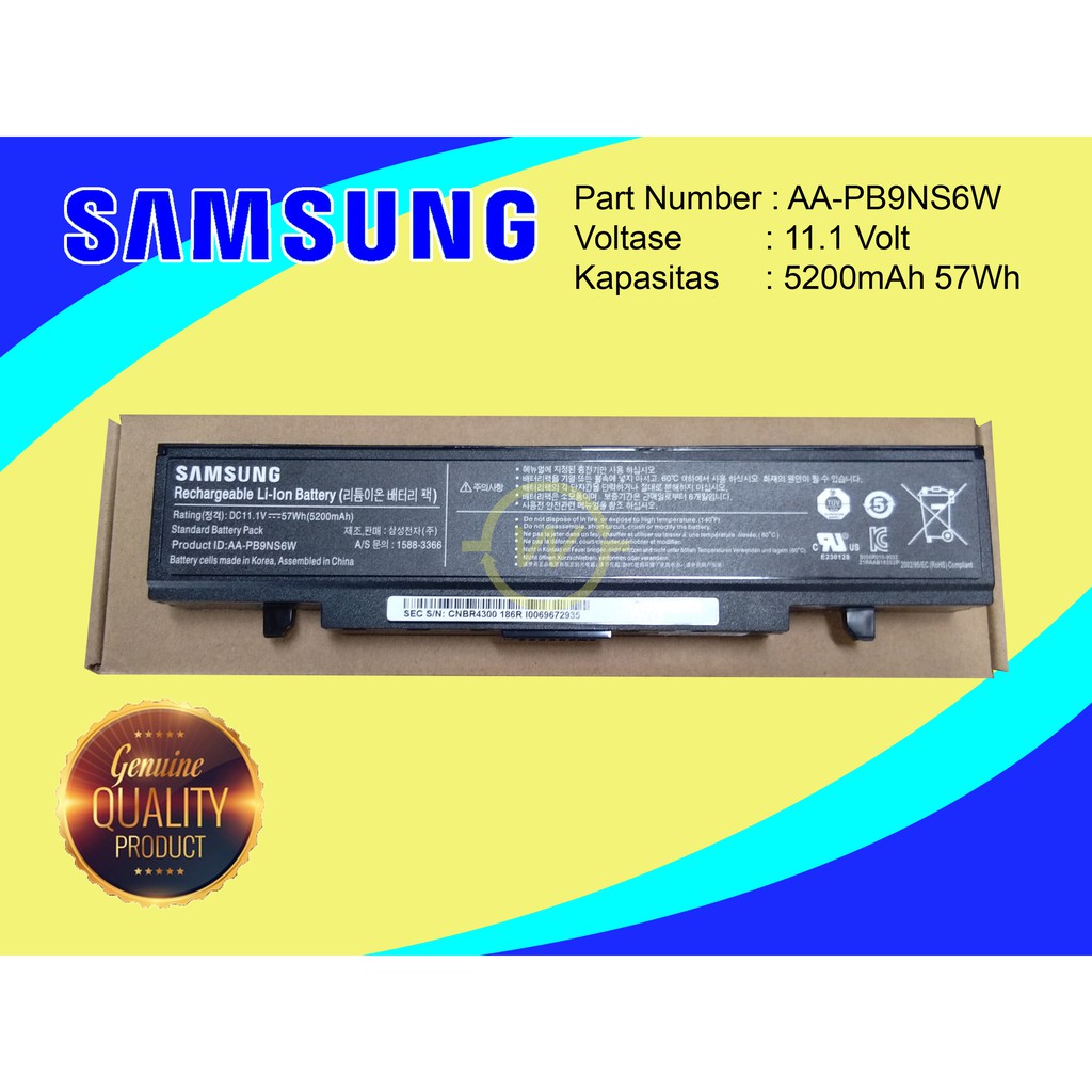 Baterai Laptop Samsung NP355 NP355V4X NP355E4X NP300 NP300E NP300E4X RV413 R470 AA-PB9NS6W Original