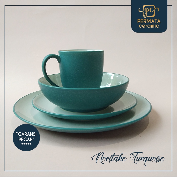 Piring Makan Dinner set Keramik motif Noritake Turqoies 4Pcs