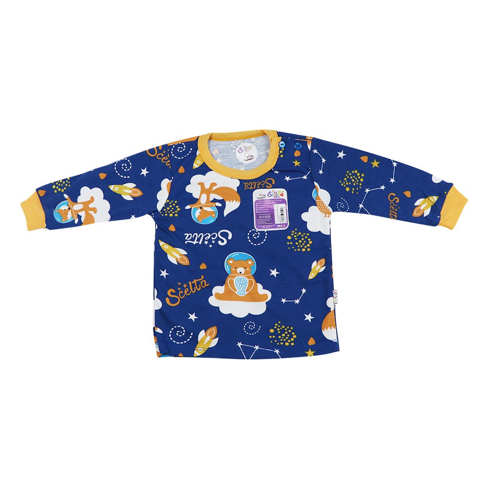 Baju Bayi Lengan Panjang Kancing Pundak Space Bear Katun Scelta Kids Ori