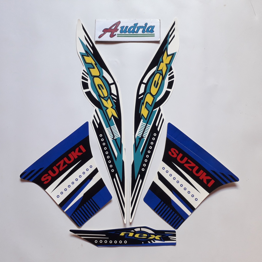 Stiker Striping Motor Suzuki Nex 2013 Putih-biru
