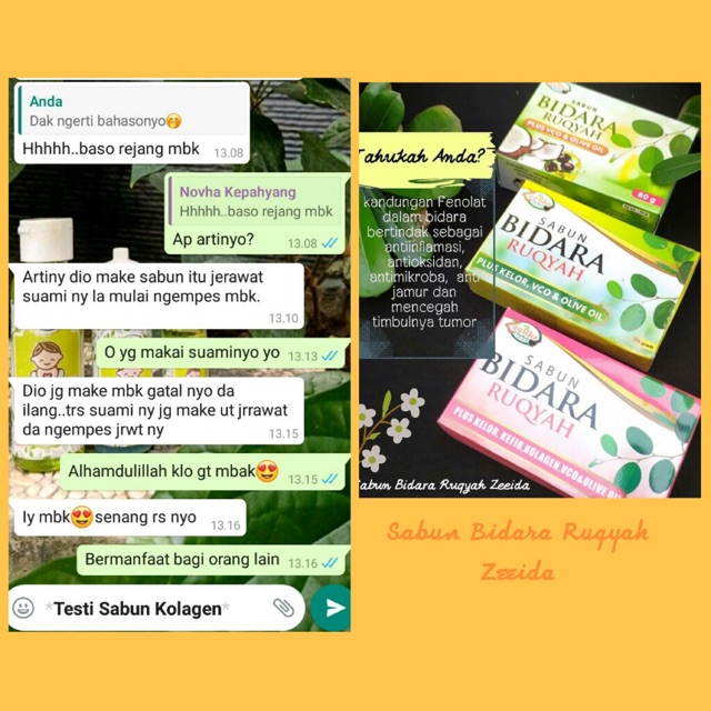 

Sabun Bidara Zeeida Ruqyah Muka Badan Herbal Collagen Kolagen Kelor Kefir PUtih sehat