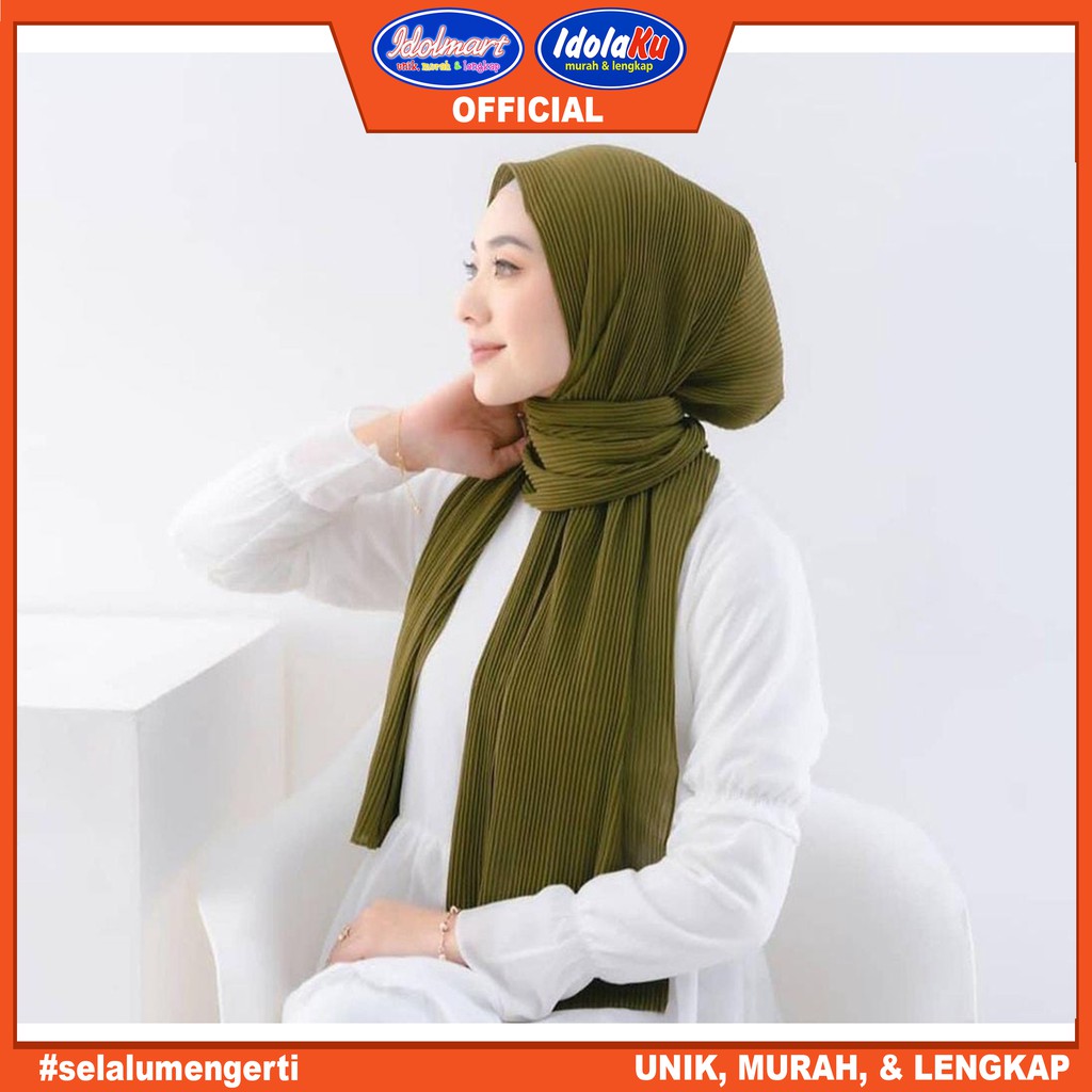 IDOLAKU Kerudung Umama Polos Pashmina Plisket lidi ceruty baby Doll HIjab pashmina plisket Umamma