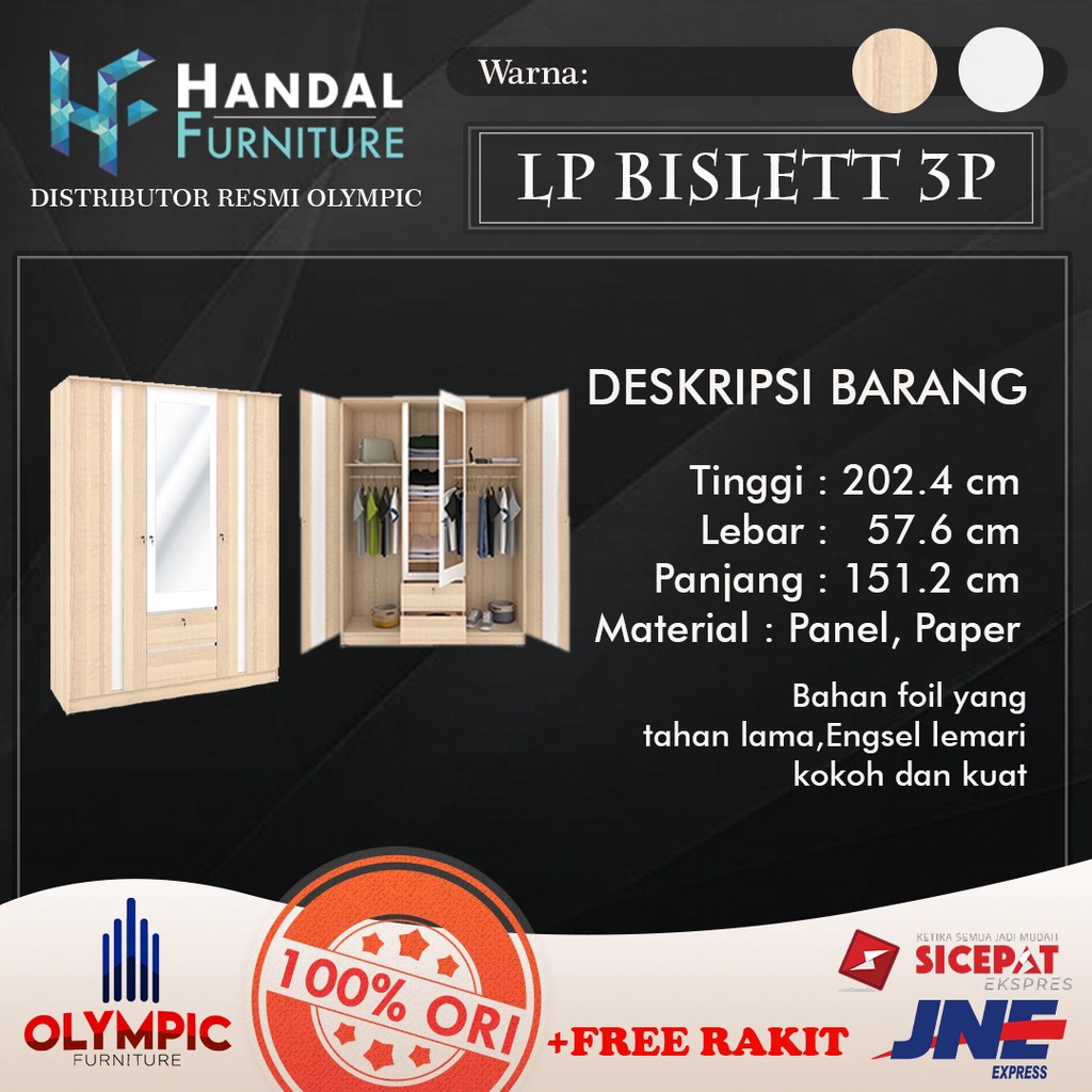 LP BISLET (LEMARI PAKAIAN/LEMARI BAJU) - OLYMPIC OLYMPLAST