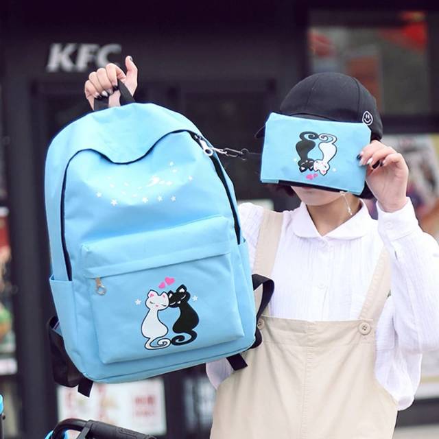 Ransel Preppy Tas Bahu Gaya Korea Pemuda Fashion Wanita Ransel Laptop Tas Sekolah untuk Remaja Anak Perempuan Anak Laki-laki Tas Buku Travel