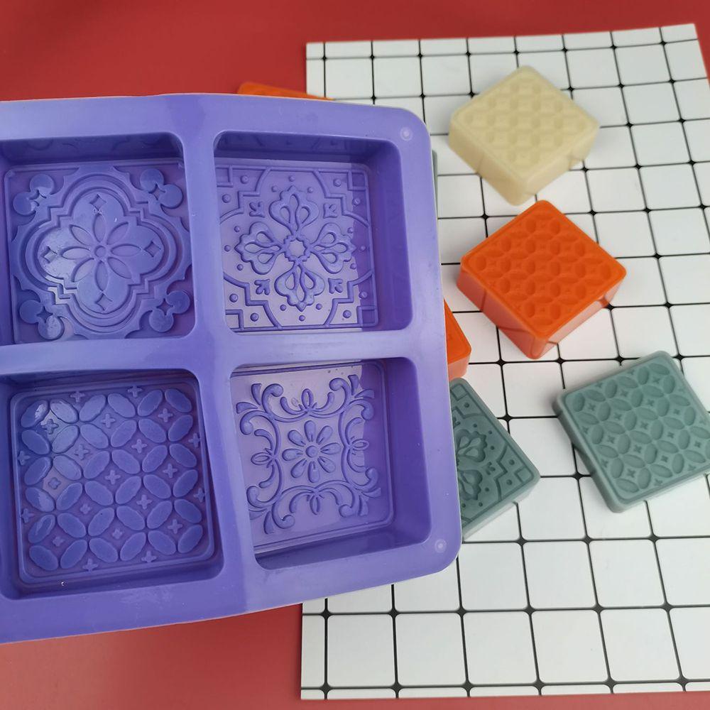 Solighter Cetakan Sabun Silikon Dekorasi Rumah Multi-Fungsi 3D DIY Craft 4rongga Handmade Soaps Supplies
