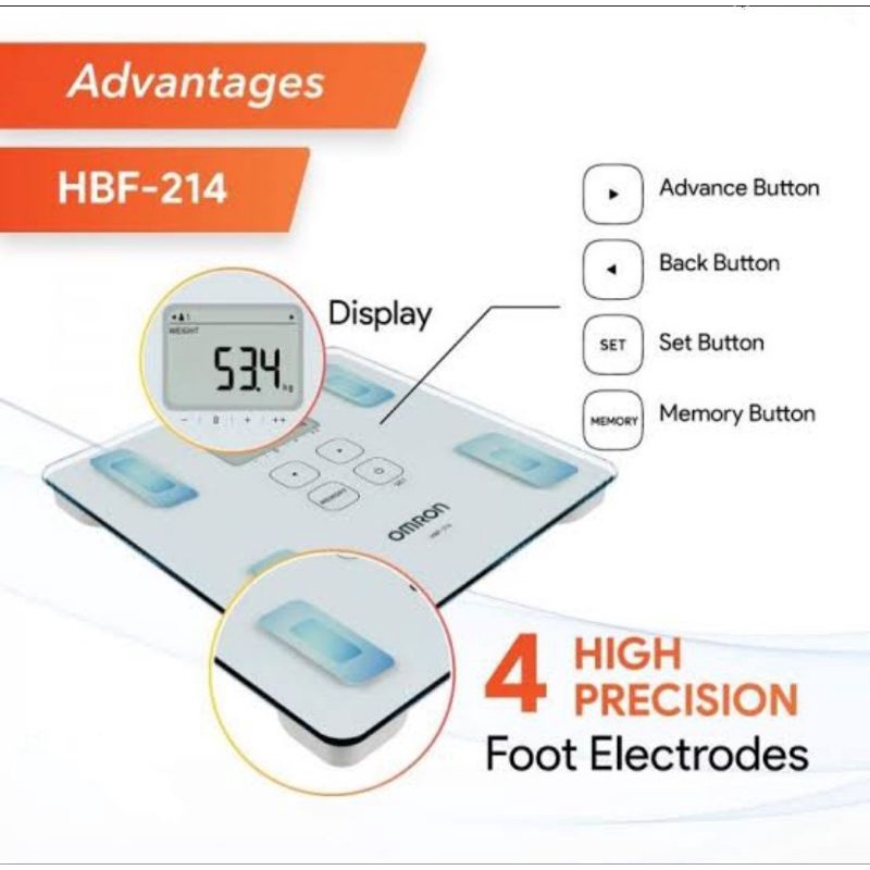 Timbangan badan digital Omron HBF 214 / Alat ukur komposisi tubuh Omron HBF 214