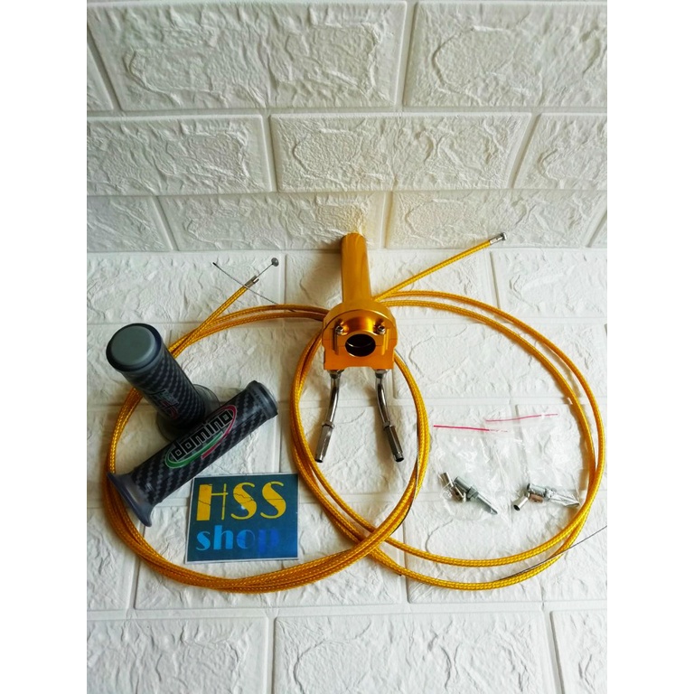 Gas Spontan Kabel 2 + Handgrip carbon + 2 Kabel Gas, = Mio M3, Scoopy, Beat, Vario, Mio J, Mio Z