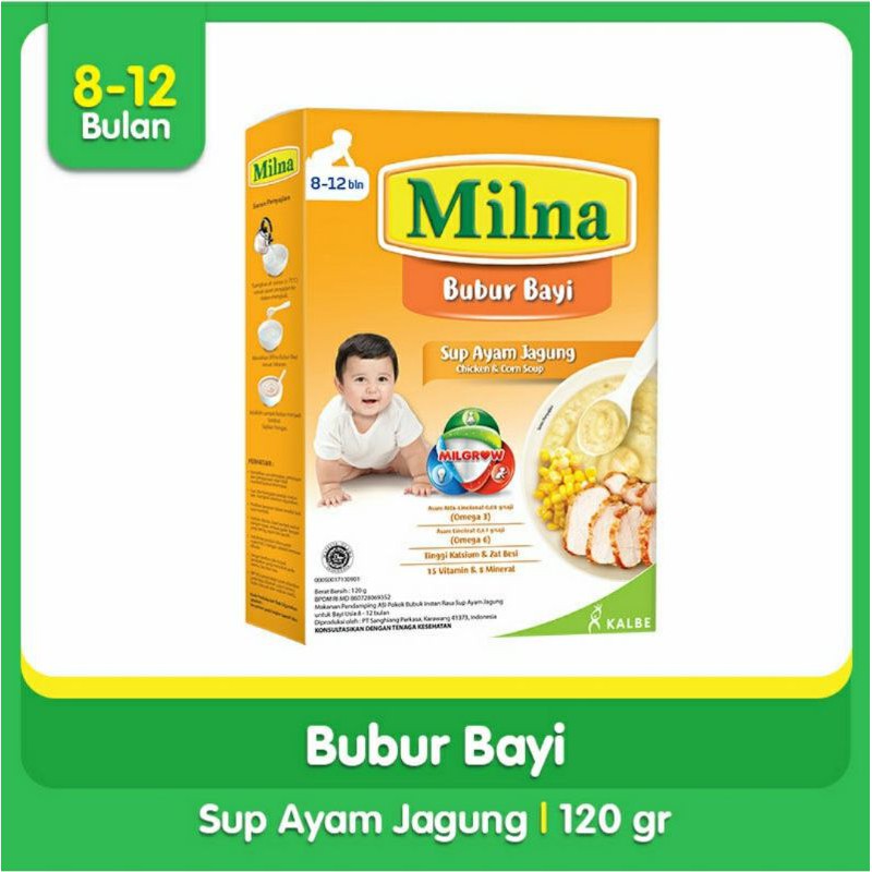 MILNA 8-12 bulan Bubur Bayi  Box/ Bubur bayi/Makanan bayi - 120gr