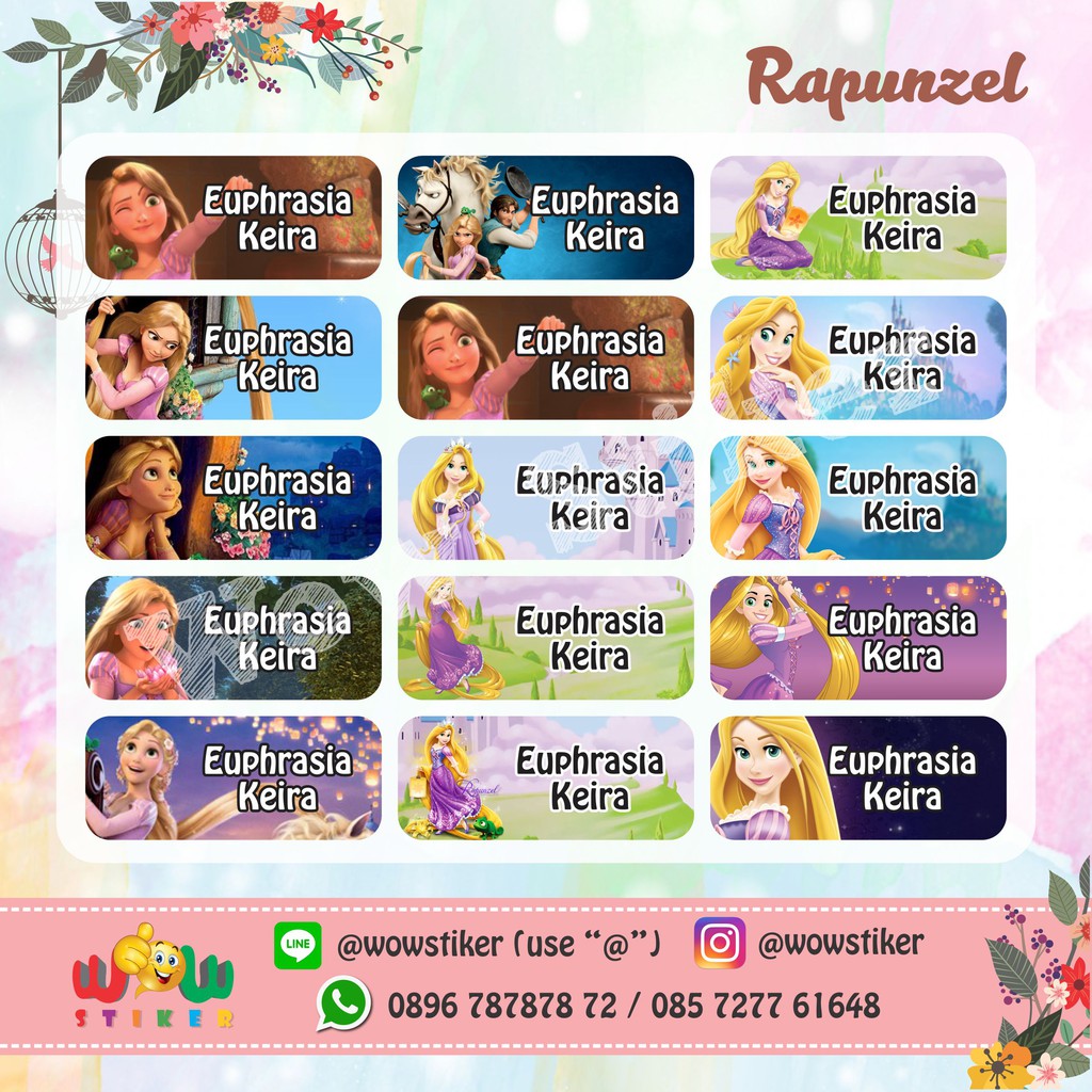 Sticker Stiker Label Nama Disney Barbie Pink Waterproof Shopee