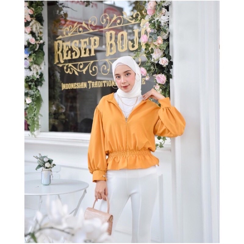 Kemeja Atasan Wanita Lengan Besar Modena Felice Katlina Lucia-KATLINA MUSTARD