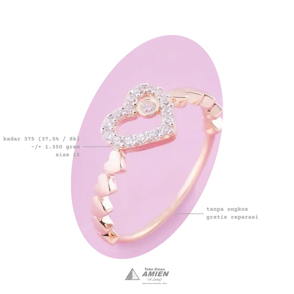 Toko Emas Amien Cincin Emas Asli UBS Kadar 375 (37,5% / 8K) 1.350 gram - Millie Molly Love Listring 