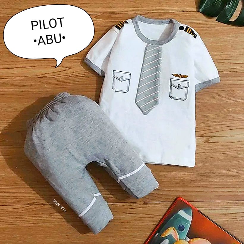 Klik Mds Setelan Baju Anak Bayi Laki-laki Pilot 1 Ukuran Usia 0-9 Bulan