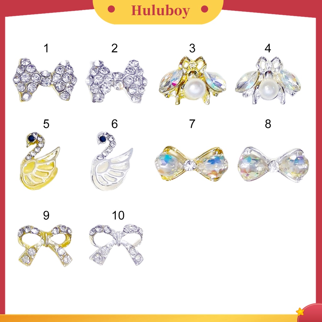 Huluboy Huluboy♡ 10pcs / Pak Pita Alloy Aksen Berlian Imitasi Untuk Dekorasi Nail Art / Manicure