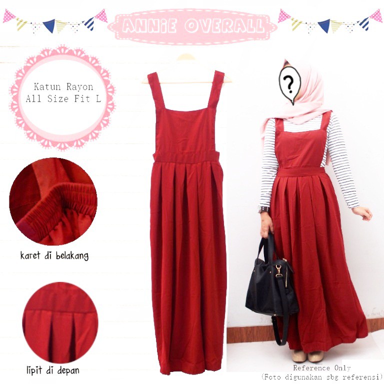 BAJU WANITA MURAH ANNIE OVERALL MERAH KATUN RAYON BAJU WANITA GROSIR TANAH ABANG